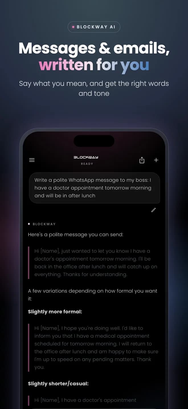 Writing a polite WhatsApp message to a boss